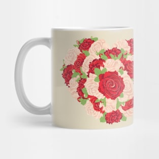 Red white roses heart Mug